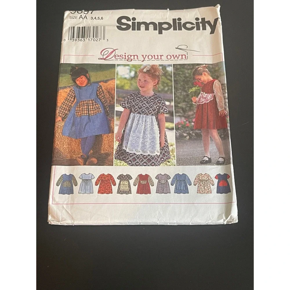 00609-Simplicity 9697 1995 Child Design Your Own Dress Pattern Size AA 3-6 UNCUT